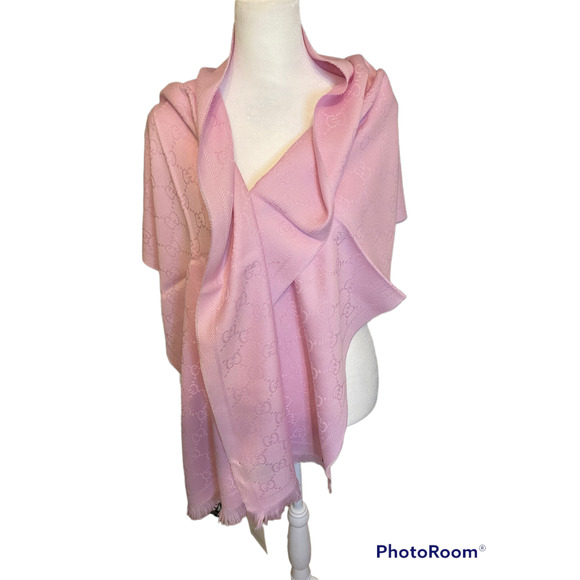 Gucci Accessories - LAST ONE Gucci Wool Jacquard GG Lana logo Scarf Pink NWT